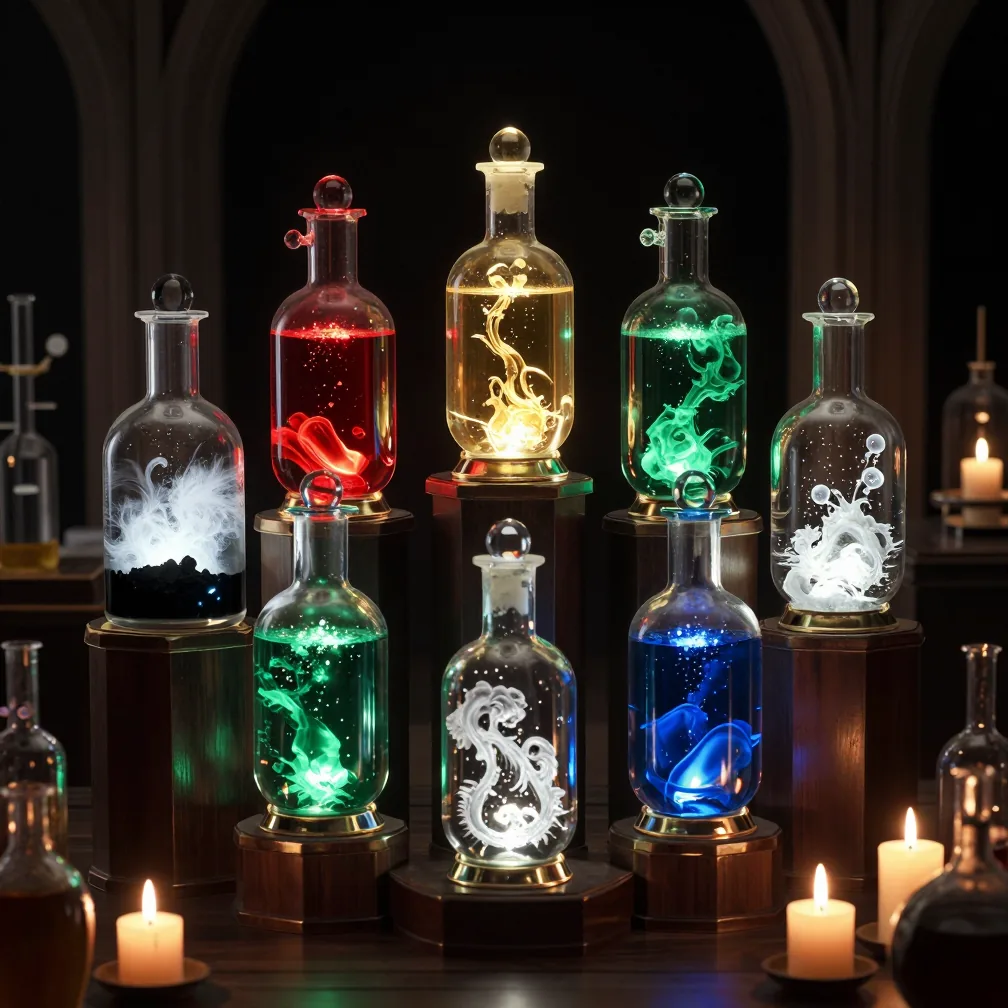 The Seven Stages — vessels of alchemical transformation