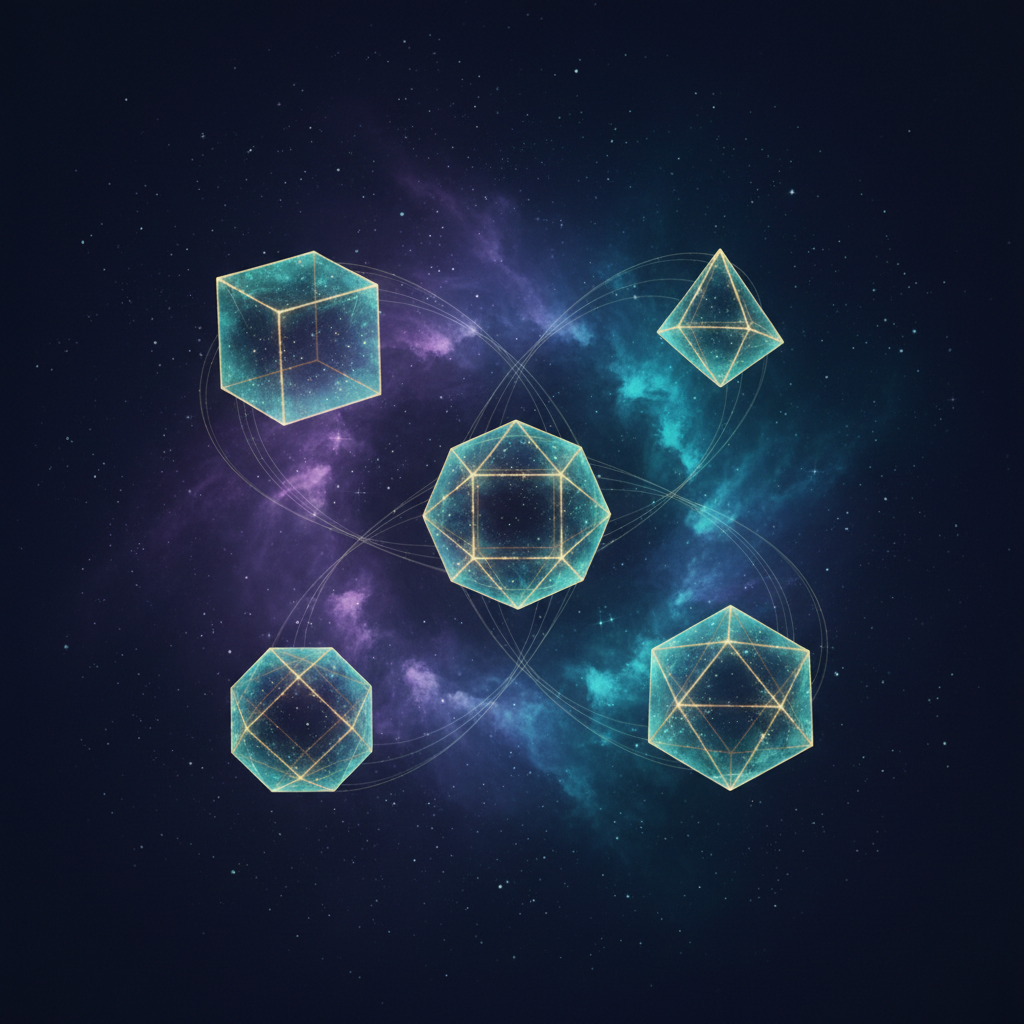 The five Platonic solids, the alphabet of form