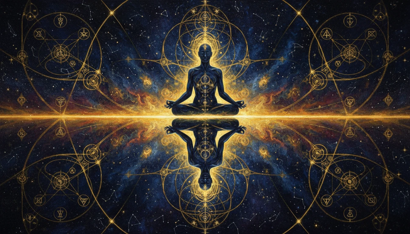The mirror at the meeting point of Above and Below — the practitioner at the hinge.