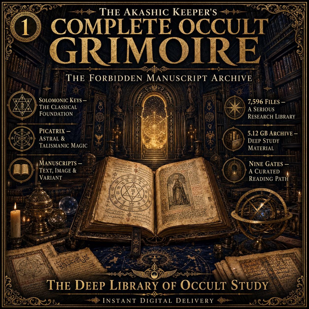 Complete Occult Grimoire | 7,596-File Manuscript Archive | Solomonic Keys, Picatrix & Ritual Magic | Digital Download